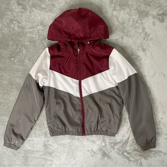 Full Tilt Color Block Full Zip Hooded Windbreaker with Pockets Lined Size Small - Picture 2 of 9